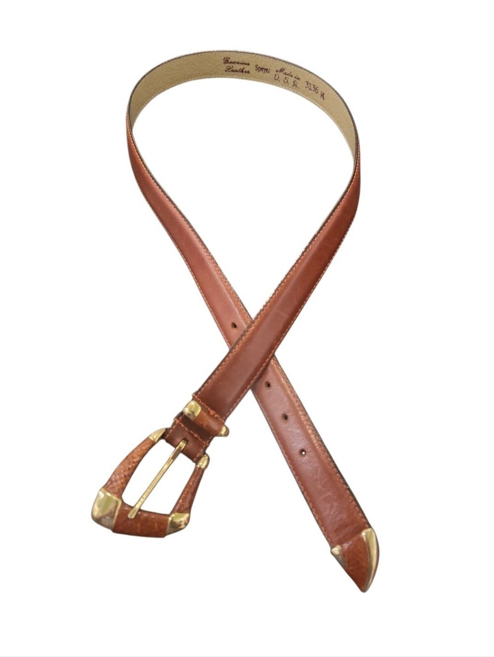Vintage Speyer Cognac Brown Leather Belt Size M - Picture 3 of 6